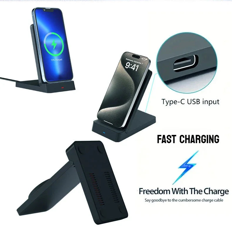 Magnetic Fast Wireless Charger Station For Magsafe iPhone 16 15 14 13 12 Pro Max Desktop Foldable Smartphone Charging Stand Dock