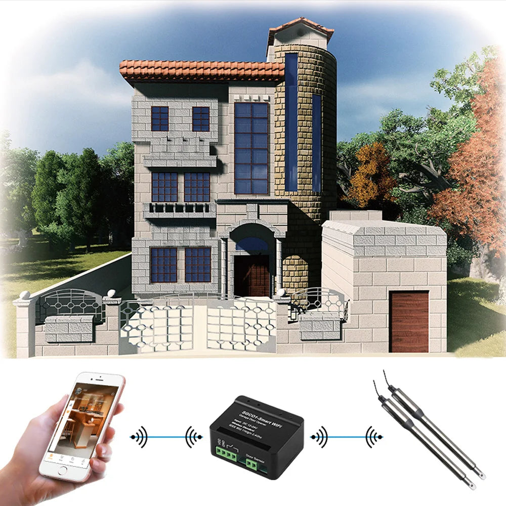 200kg-300kg Swing Gate Linear Actuator Motors Kit with Push Button Photocell Alarm Lamp (GSM Module Keypad Optional)