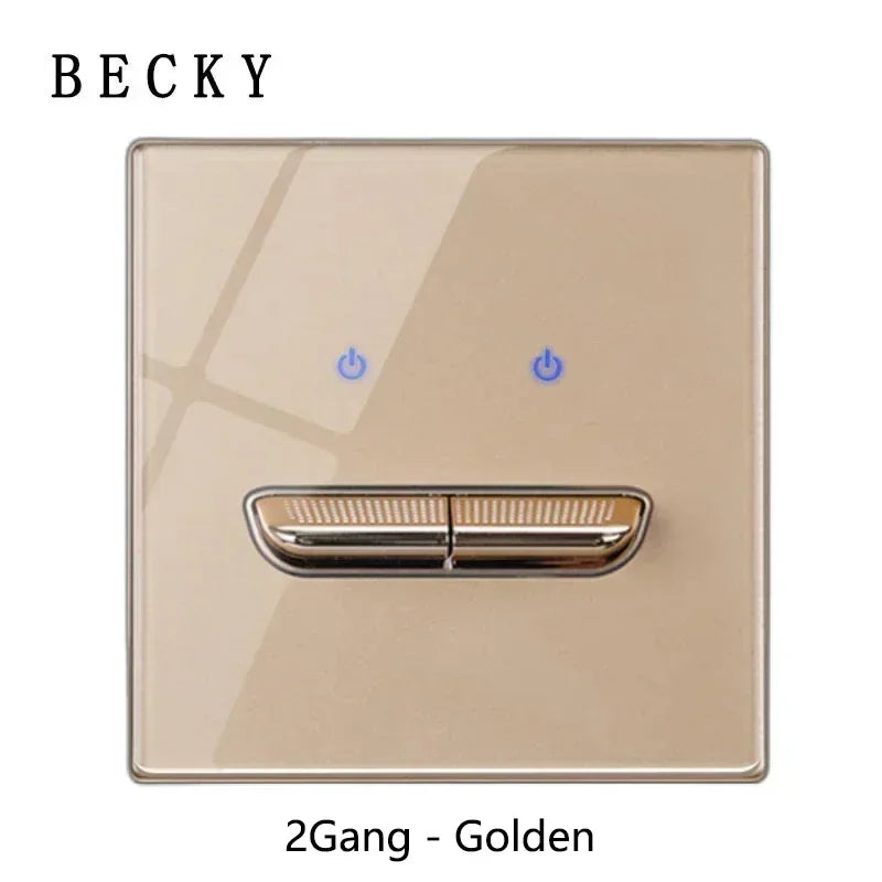 Retro Toggle Light Switch Glass Panel Wall Switch 2 Way EU UK Standard 16A LED Indicator Luxury Vintage Home Interior Ornament