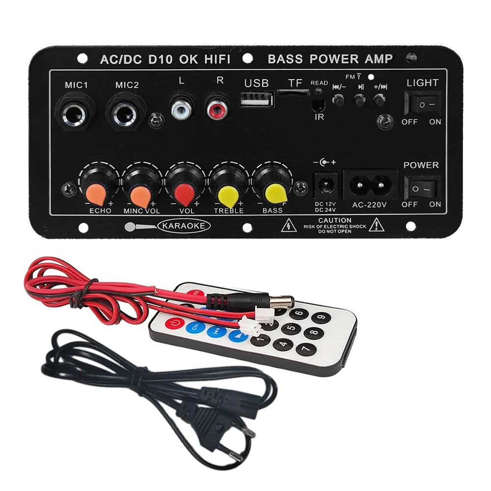 D10 Digital Bluetooth Amplifier Board 110V 220V 12V Subwoofer D 10 Dual Microphone Karaoke Amp Speaker Home Theater DIY BASS AMP