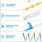 COB LED Strip Light 5V 320LEDs/m PIR Motion Sensor Flexible Self-adhesive Tape Battery Powered for Cabinet Kitchen Lighting