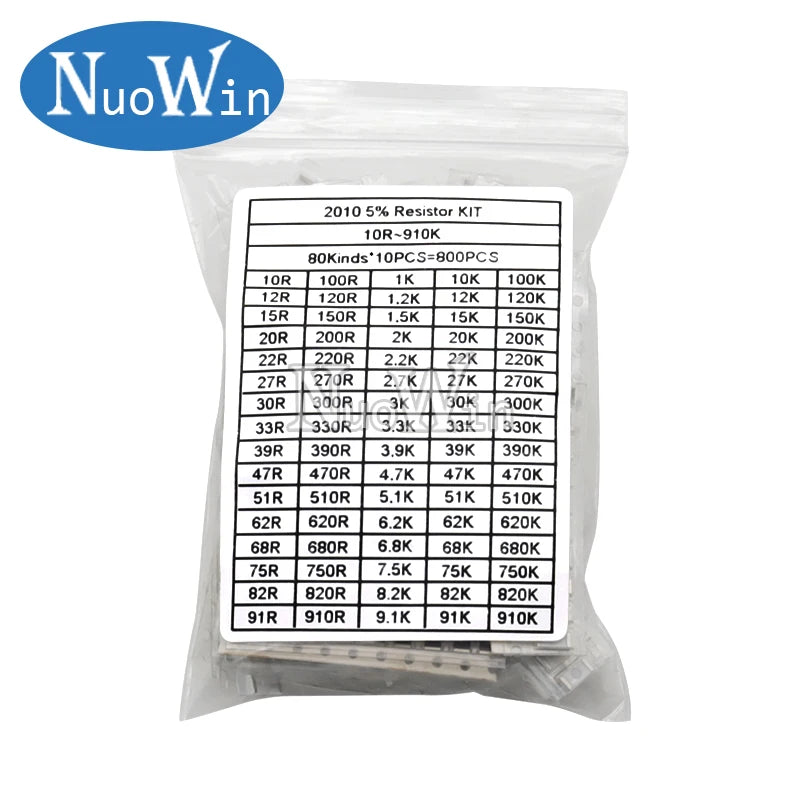 0402 0603 0805 1206 1210 2010 2512 SMD Chip Resistor Sample Kit Alloy Resistance Assorted Set 1% 5% 10R 100R 220R 1K 10K 100K