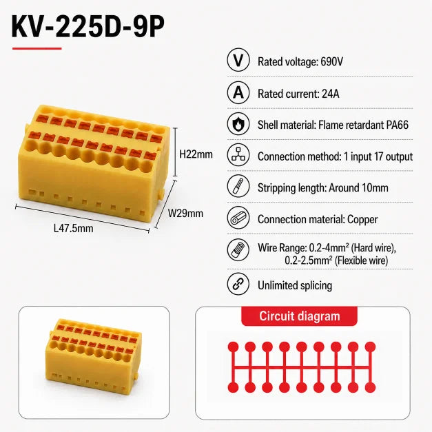 1Pc Wire Electrical Cable Connectors Plug-in Terminal Block PTFIX 2.5mm² Splitter Spliceable DIN-Rail Mounting Junction Box Too