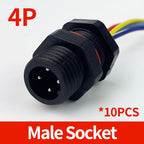 10PCS M12 IP65 Waterproof Aviation Connector Pre-wired Male Female Cable Plug 2P 3P 4P 5Pin Panel Mount Electrical Socket