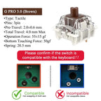 GATERON G Pro V3 3.0 Pro Switch 3pin for Mechanical Keyboard Pre Lubed RGB Linear Tactile White Yellow Red Silver Brown MX Axis