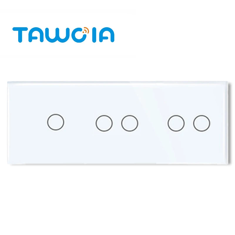 TAWOIA 1/2/3 Gang Touch Switch Double Light Switch Triple Sensor Switch 1Way EU Standard Glass Panel Blue backlight White Series
