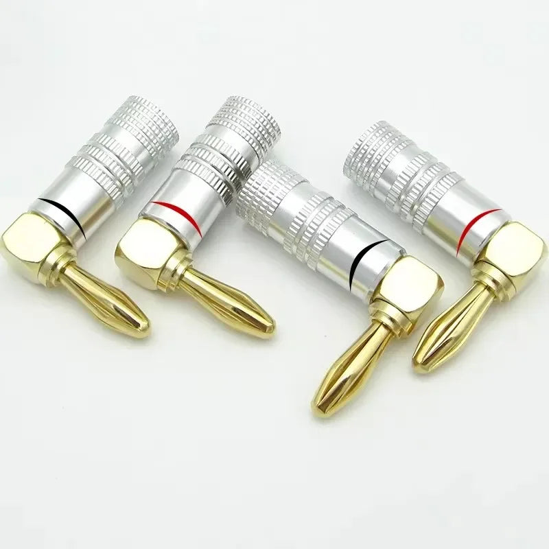 2PCS 4mm Banana Plug Right Angle 90 Degree Gold-Plated Video Speaker Adapter Audio  Banana Connectors