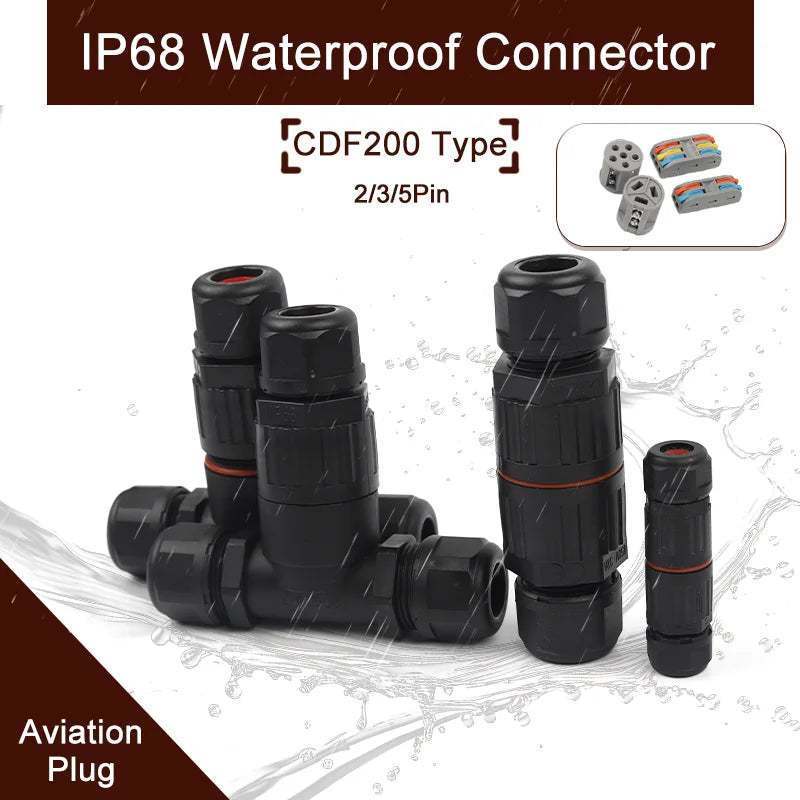 1Pcs I & T Shape Wire Connector 2/3/5 Pin Waterproof Connectors Fast Screw Connection Push-in Terminals Electric Junction Box