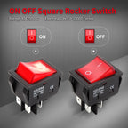 5PCS 30A 250V KCD2 KCD4 Rocker Switch DPST 4 Pin Red Lighted 120V Rocker Toggle Switch ON Off Heavy Duty T125