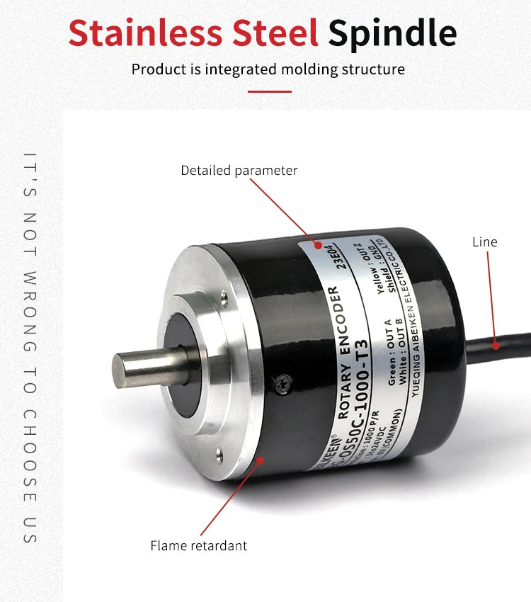 ABILKEEN Top Quality 38MM Incremental Roatry Encoder 8mm Half-Hollow Shaft Magneto Electric Rotary Encoder HES Rotary Encoder