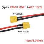 XT60 Male Female Connector Plug Silicone Wire 14AWG Tinned Copper 10cm Pair for RC Lipo Battery Drone FPV Car Boat Charger DIY