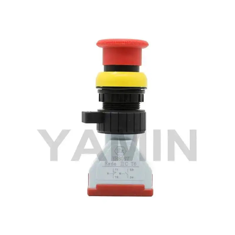 Push Button Switch Explosion-proof Control Latching Lock Rotating Mushroom Head 1NO 1NC Silver Contact