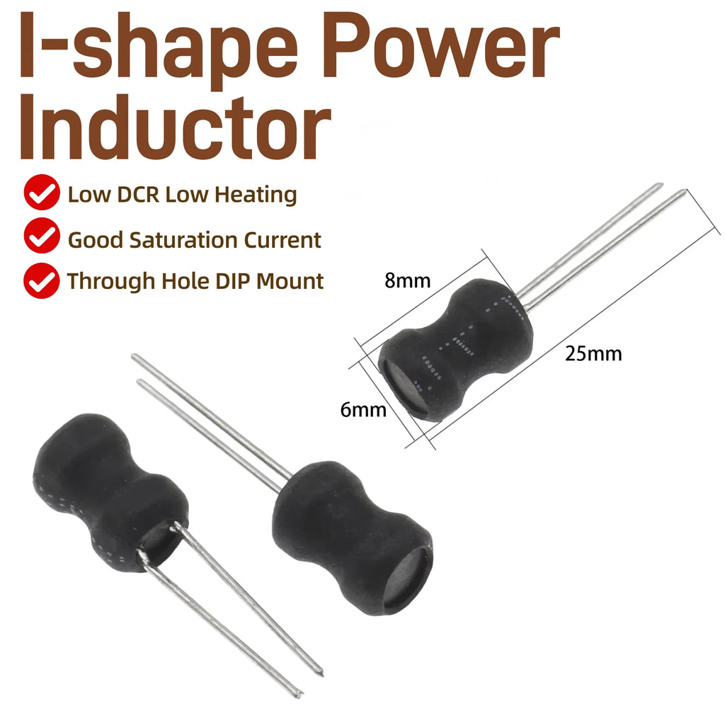 10/50PCS 0608 6*8mm I-Shape Power Inductor Copper Winding Coil 68UH~10MH LC Filter Choke Coil For Converter LED Power Supply