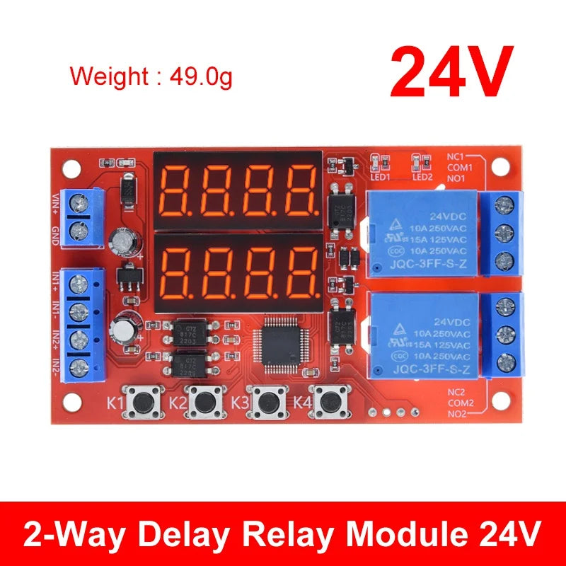DC 5V 12V 24V 10A Adjustable Time Delay Relay Module 32 Modes LED Digital Timming Trigger Timer Control Switch Pulse Cycle