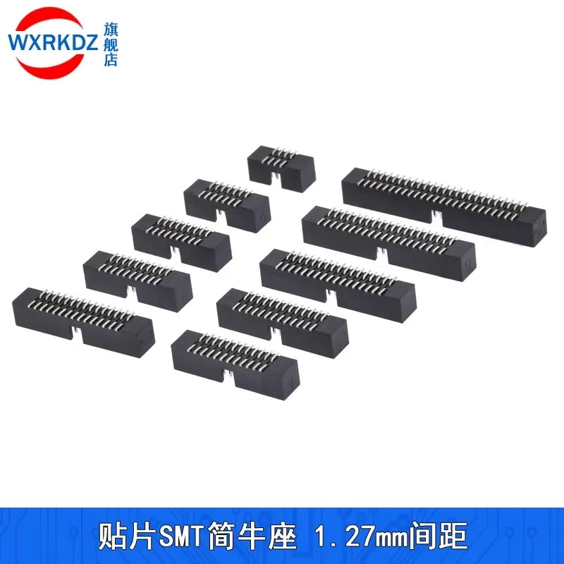 10pcs 1.27mm Pitch 6 8 10 14 16 20 26 30 34 40 50 60 Pin SMT SMD Male Shrouded Box Header IDC Connector