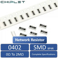 ROW Resistor 0402x4 SMD Network Resistance 0402 8P4R 0Ω To 2MΩ 51Ω 100Ω 330Ω 2KΩ 10KΩ 220KΩ 15Ω 36Ω 68Ω 200Ω 680Ω 5.1KΩ 47KΩ 1MΩ