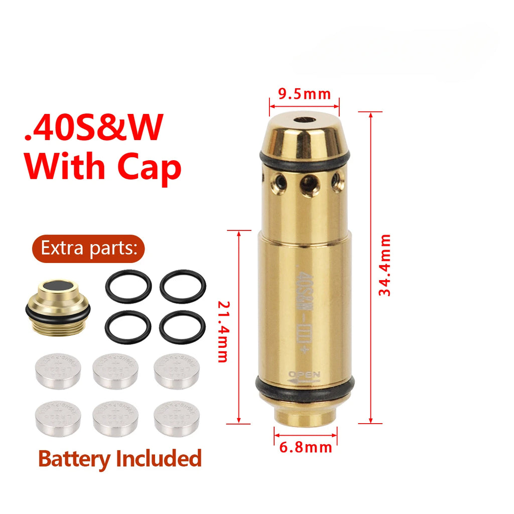 Tactical 9mm Red Dot Laser Training Bore Sight 9x19mm/380ACP/40S&W/223Rem Laser Training Bullet Dry Fire Laser Trainer Cartridge