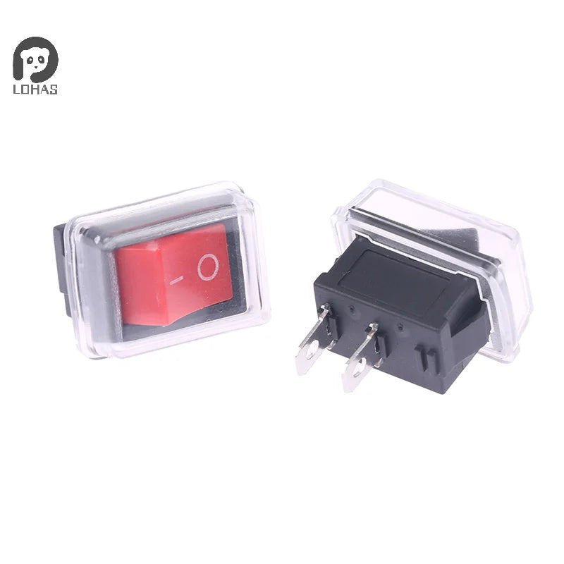 5Pcs Black Push Button Mini Switch 2Pin Snap-in On/Off Rocker Switch With Waterproof Cover