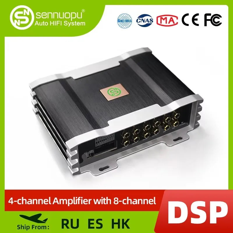 Sennuopu X10B Car Audio 4 Channel Audio Power Amplifier 8 Channel DSP Sound Processor Equalizer Vehicle Audio Sound Amp