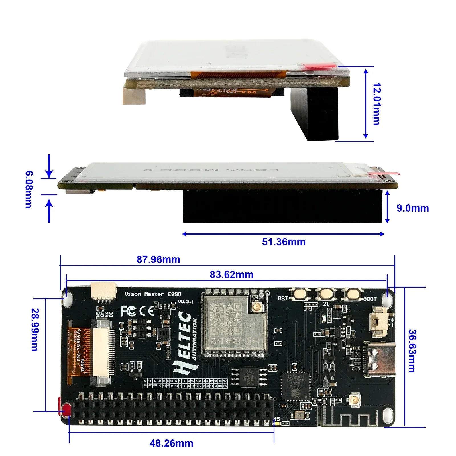 E290 IoT Development Board with 2.9" E-Ink Display Screen Low Power ESP32-S3R8 WiFi+BLE Optional LoRa for Arduino Mashtastic RPI
