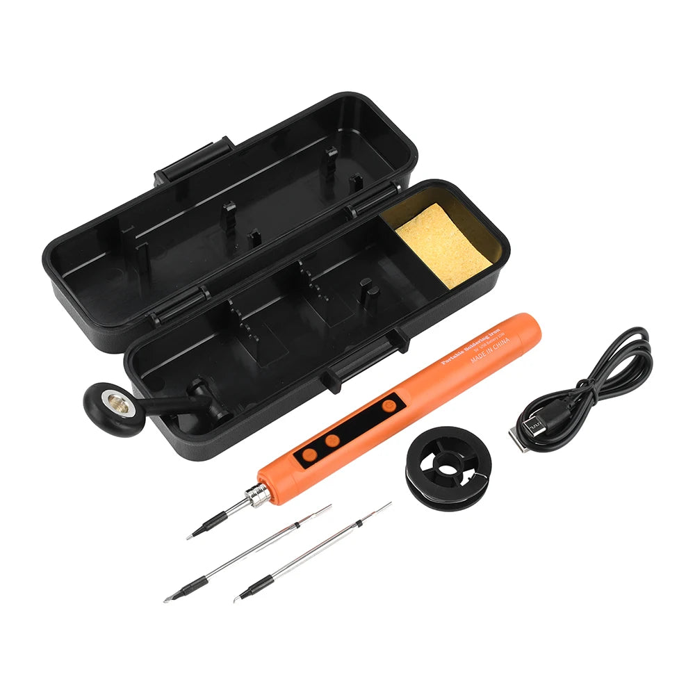 Portable Cordless Soldering Iron Kit with Adjustable Temperature 200-450℃ Type-C USB Charging for Electronics Repair