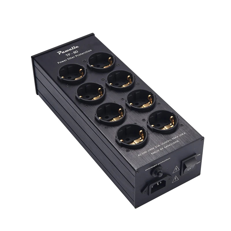 PWALLE TP80 front 2-way switch power filter socket with lightning protection and overload multifunctional display function