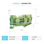 PT6-TW-PE Push-in Ground Terminals 6mm 1-in 2-out Din Rail Terminal Block Earthing Cable Connector Electrical PT 6-TWIN-PE