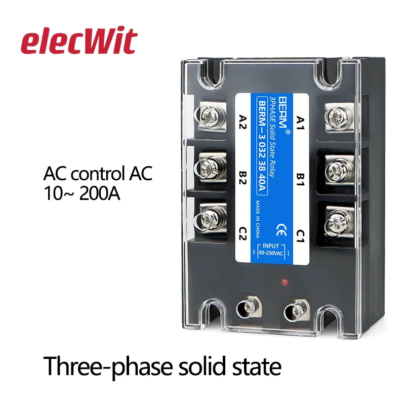 3 Phase 10A 60A 80A 100A 150 200A Three Phase SSR 80-250VAC Control 24-480V Solid State Relay  AC-AC