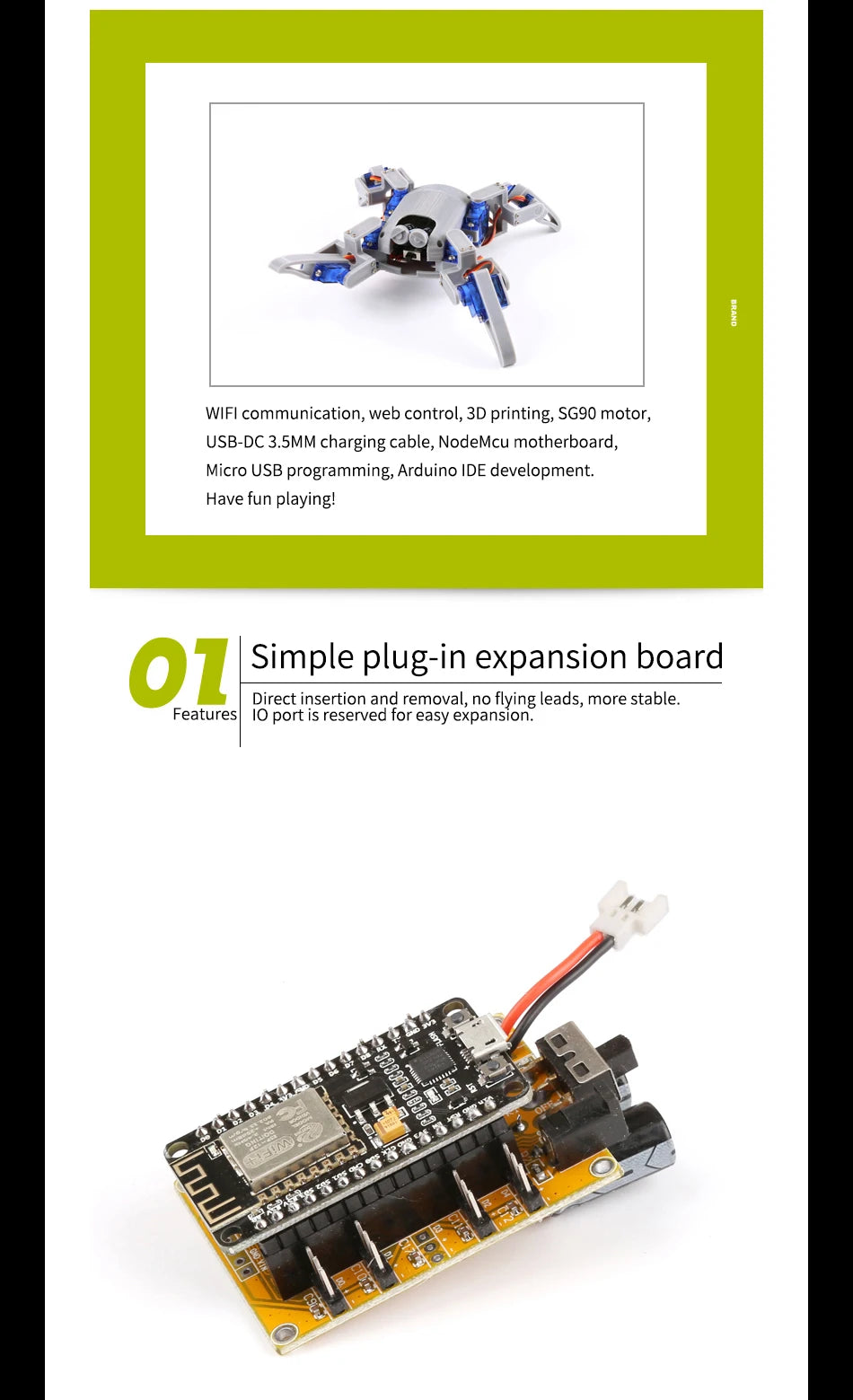 Quadruped Spider Robot Arduino Esp8266 Nodemcu Open Souce Arduino Project stem kits for kids