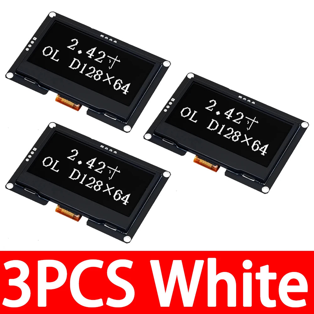 GREAT IT  2.42" 2.42 inch LCD Screen White BLUE 128x64 OLED Display Module IIC I2C SPI Serial for C51 SPD0301