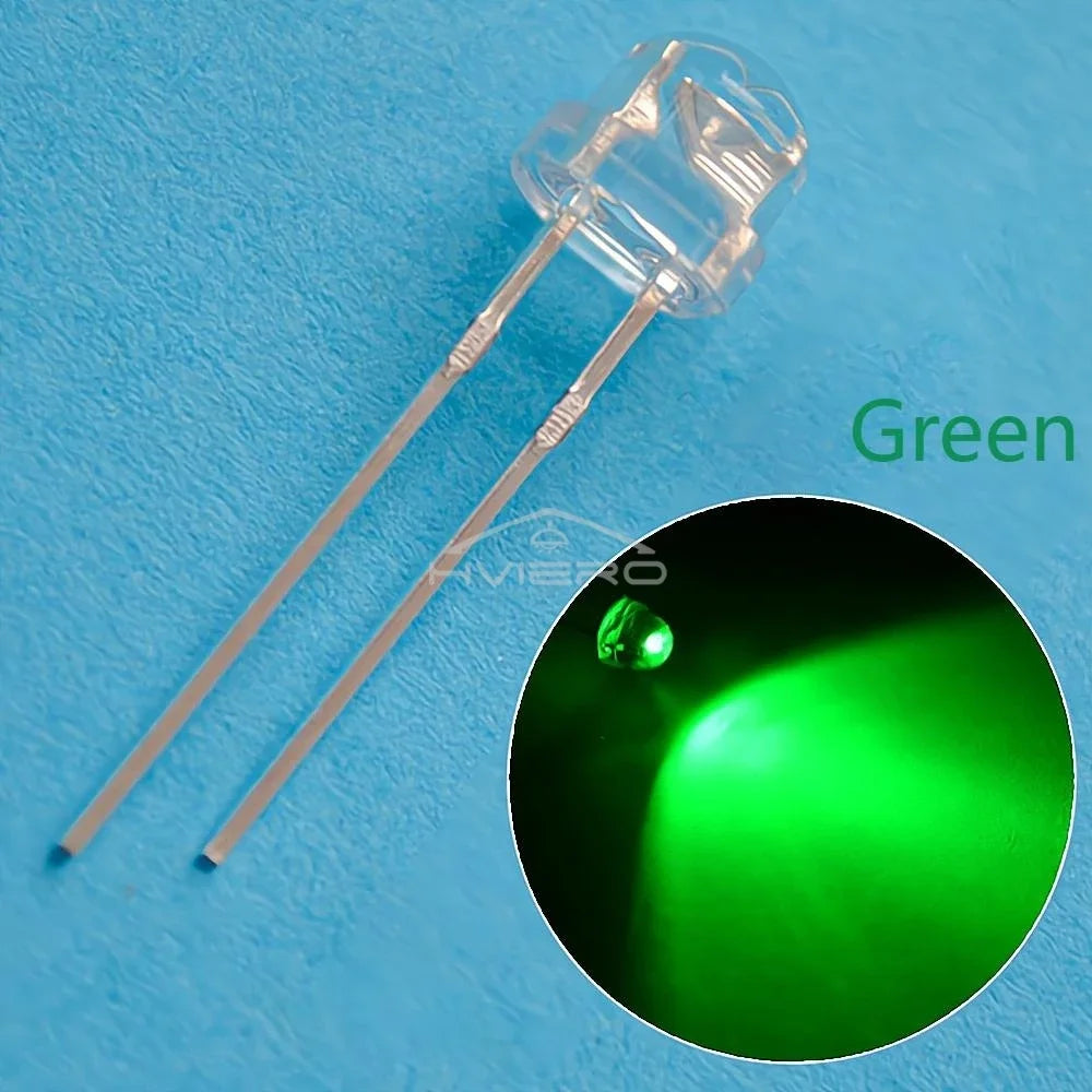 F5 5mm Straw Mini Hat Emitting Diode Ultra Bright Water Clear Light Bead White Blue Green Yellow Red Wide Angle LED Bulb