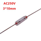 10 PCS in-line glass tube One-Time fuse 100MA 200MA  15A 20A 25A 30A 250V household appliance power fuse with pin ceramic fuse