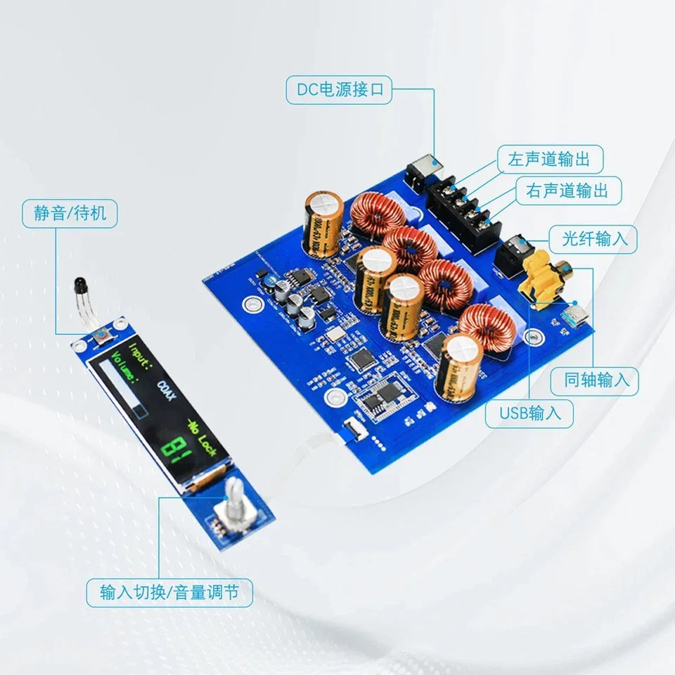 Dual-Core ACM8816 High-Power Digital Bluetooth Amp Board w/Remote Control