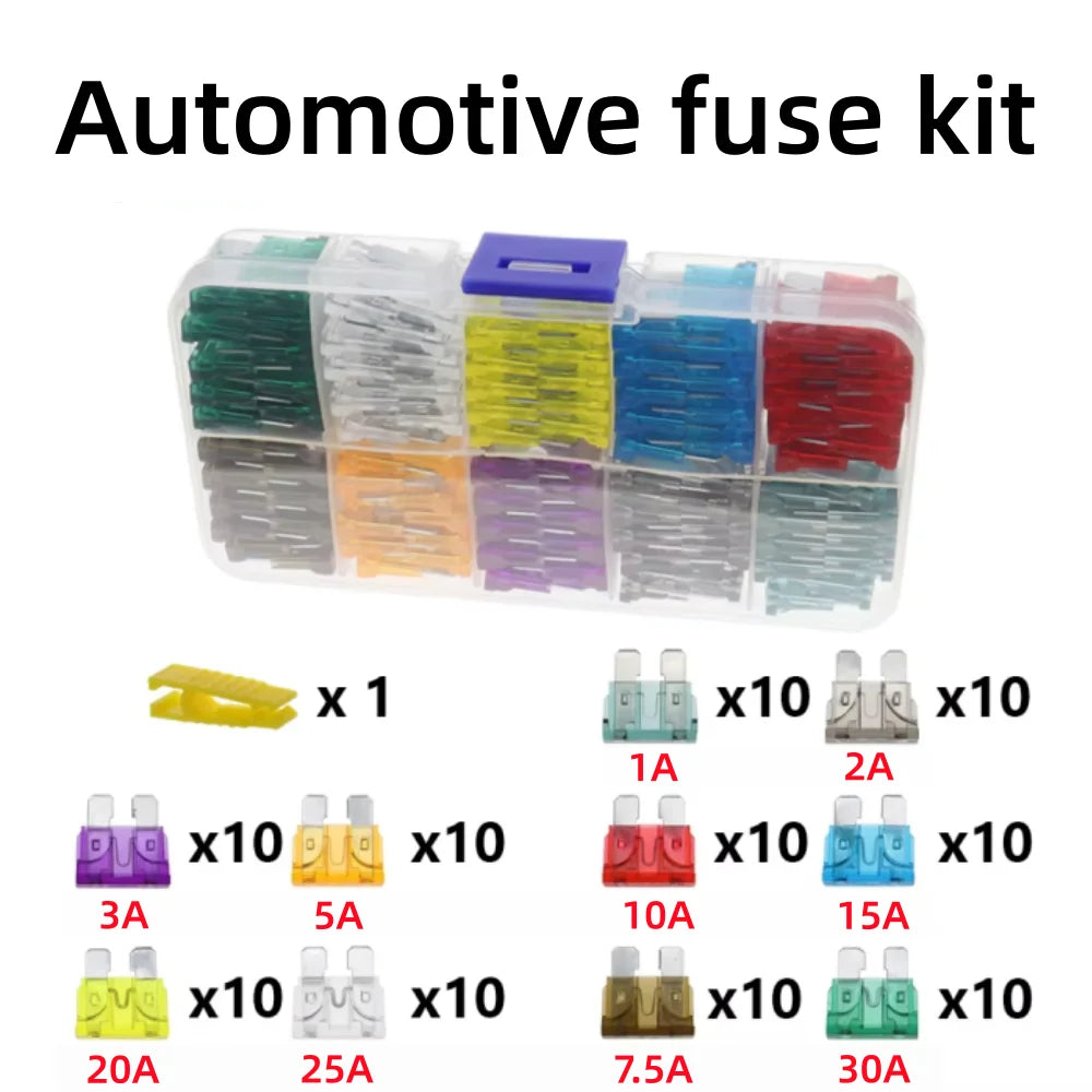 Profile Medium Mini Micro2 Size Blade Type Car Fuse Assortment 5/7.5/10/15/20/25/30/35A Fuse Set Auto Car Truck with Box Clip