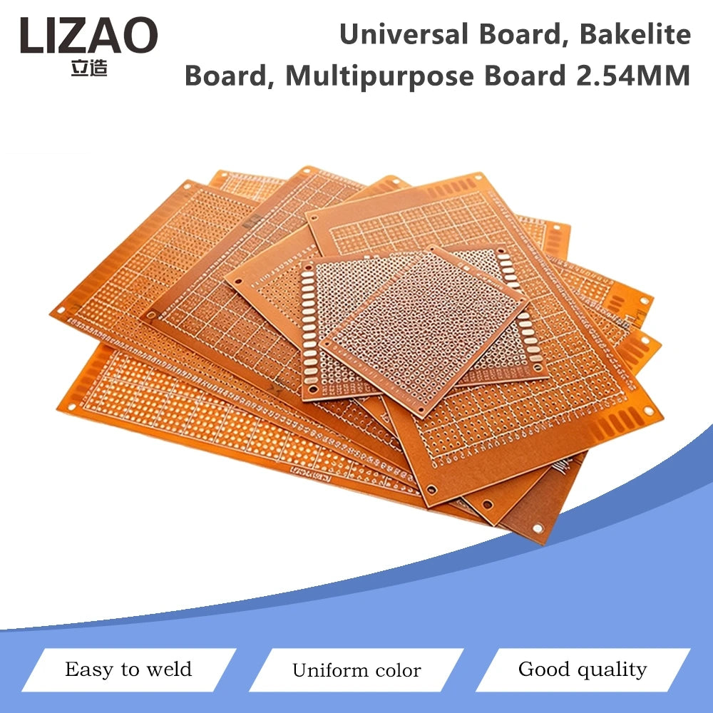 2.54mm Pitch Bakelite Universal Perfboard Stripboard Multipurpose Prototype Circuit Board Easy Soldering Single Sided DIY