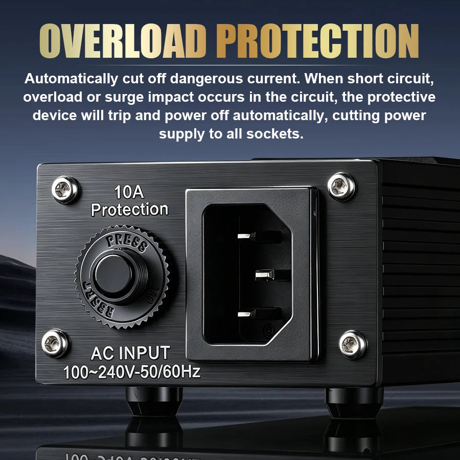 High-End Audio Power Filter 4 Universal Outlets Power Noise Isolation Purifier Socket for HiFi Stereo Equipment