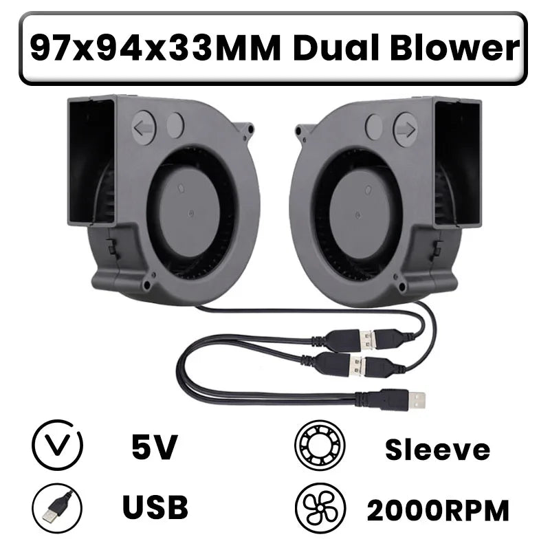 GDSTIME Dual 40mm 50mm 60mm 80mm 92mm 120mm 140mm DC 5V Powered USB Fans with 2 in 1 USB Cable for AV Receiver DVR Cooling