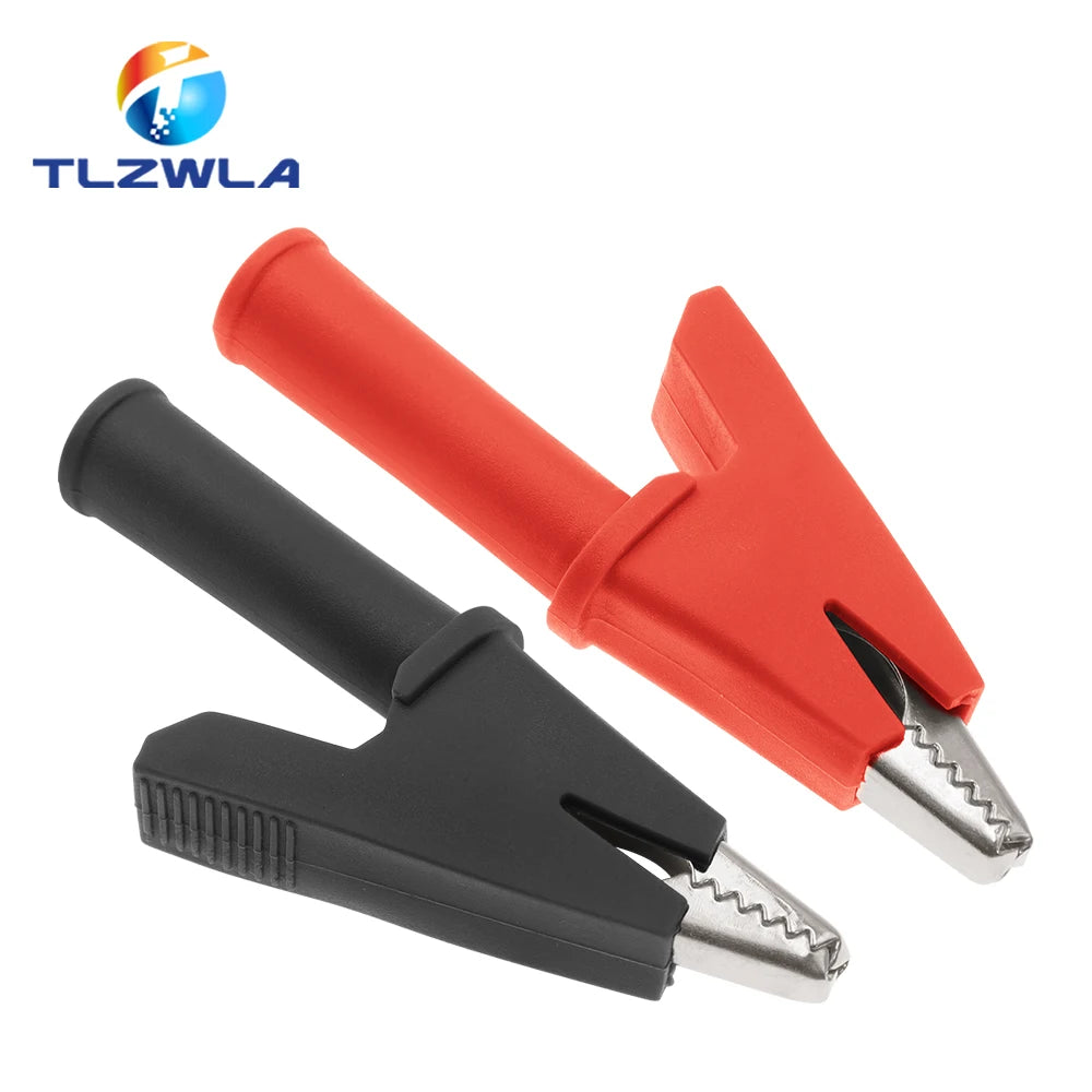 5PCS Pure Copper Insulated Test Alligator Clip 10MM Opening With 4MM Jack Safety Crocodile Clamps For Banana Plug Or Welding