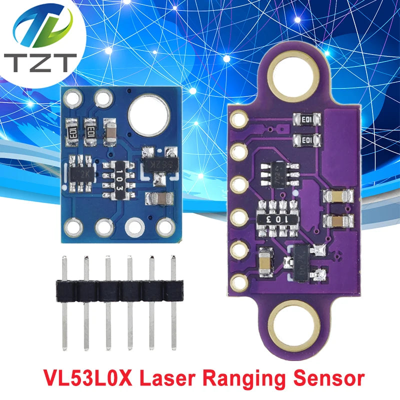 TZT VL53L0X Time-of-Flight (ToF) Laser Ranging Sensor Breakout 940nm GY-VL53L0XV2 Laser Distance Module I2C IIC 25MM*10.7MM