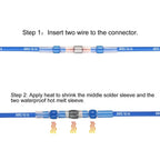 500/1000PCS Waterproof Solder Seal Sleeve Splice Terminal Tinned Copper Heat Shrink Electrical Wire Butt Connector AWG16-14 Blue