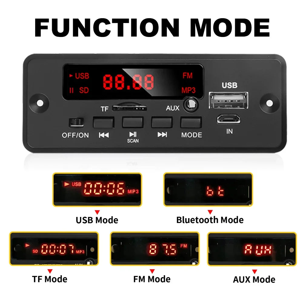 KEBIDU 50W Amplifier Bluetooth MP3 Player DC 12V MP3 Decoder Board Wireless Car Audio Moudle TF AUX FM Radio Charging For Speake
