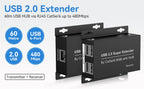 ProAV USB 2.0 Extender 60M Over CAT6 RJ45 Cable 4 Port USB HUB Extension By Ethernet for Webcam Camera Printer Keyboard Mouse