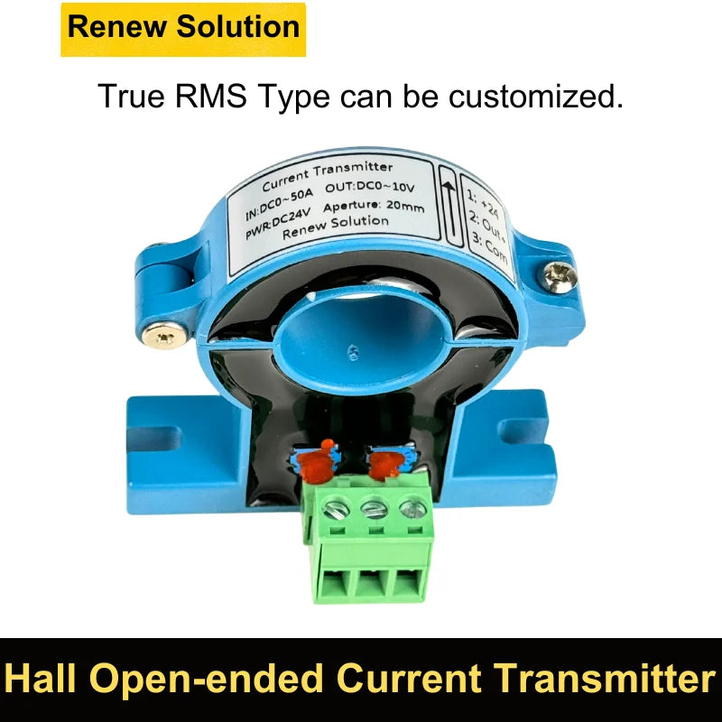 Dc Current Sensor 4 To 20ma Rs485 Hall Open Loop Split Core Transducer 10a 20a 100a 200a 20mm 38mm Hole Dc Current Transmitter