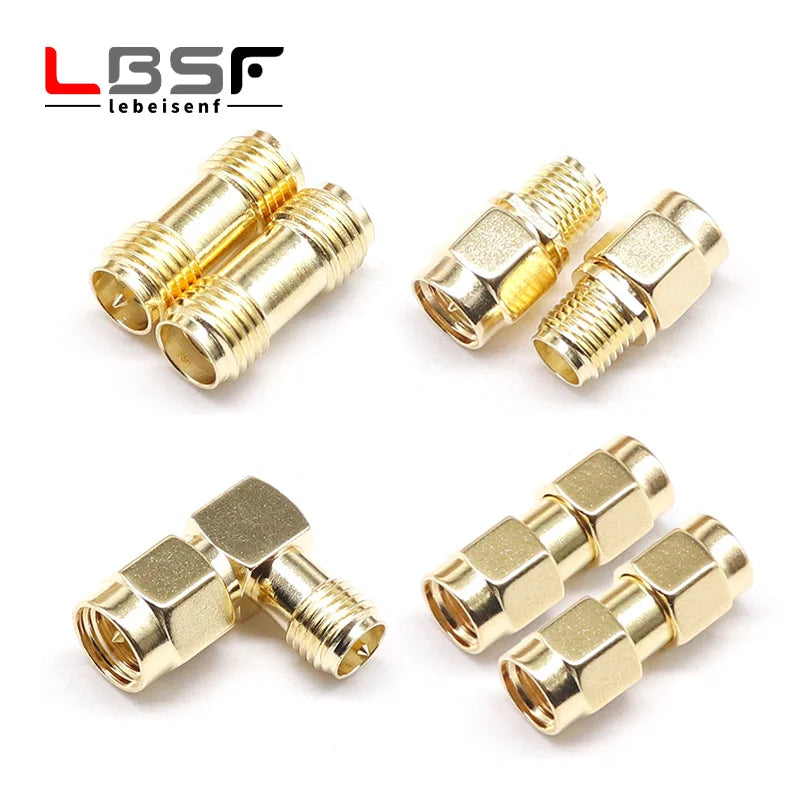 1/5/10/100PCS All Brass 1PC SMA To SMA Male Female Gold Plated RP SMA Male RP-SMA Female Connector RF Adapter Straight Bent L/T