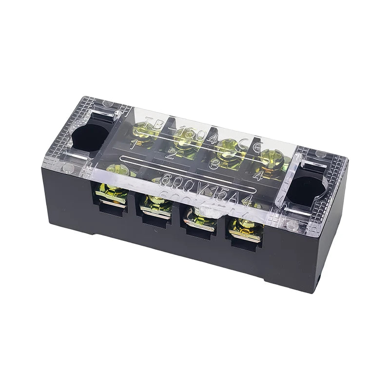 1PCS -TB1504 Dual Row Thick Copper Screw Terminal Block Flame Retardant Grounding Strip Wire Connector Durable 600V 15A