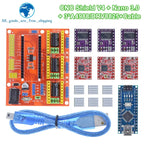 TZT 1SET 3DV4 CNC Shield V4 + Nano 3.0 + 3pcs DRV8825 or A4988  Reprap Stepper Drivers Set For  Arduino