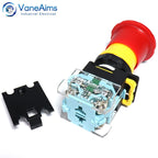 Emergency Stop Push Button Switch with Fixation 22mm 10A FXB38 Mushroom Head e-stop Red Buttons for Electronics Machine VaneAims