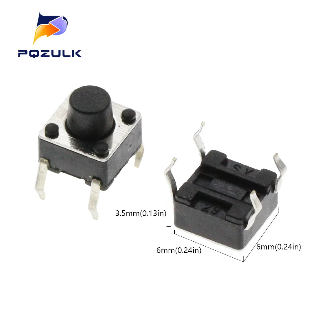 50PCS 6X6X5/4.3/5.5/6/7/8/9/10/13MM Tact Switch Push Button Switch 12V 4PIN DIP Micro Switch For TV/Toys/home use Button