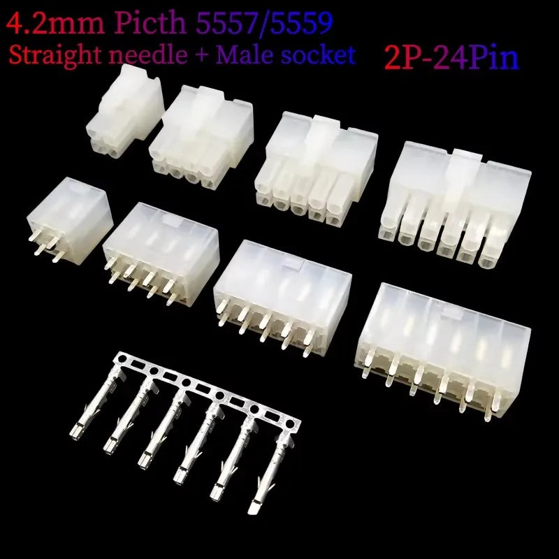 5Sets Molex Automotive Wire Connectors 5557/5569 Series 2P/4P/8P/10P/12P-24P Male Female Socket 4.2mm Plug for Electrical Wiring