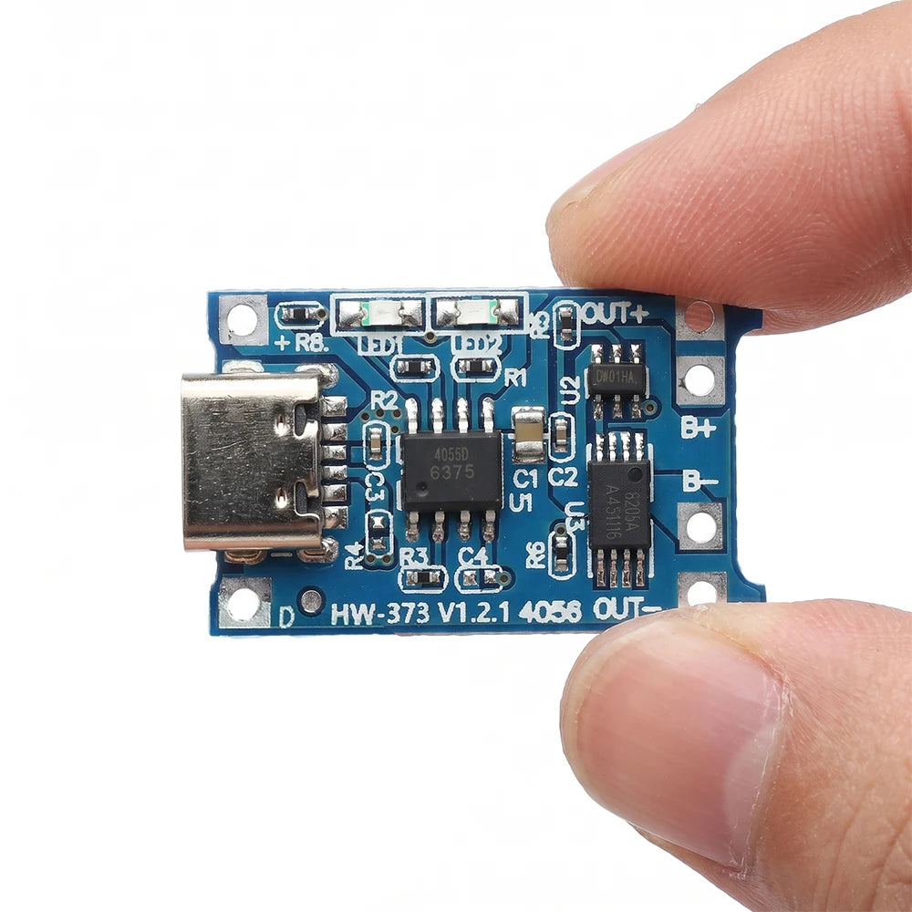 5pc Set Type-c Port 5v 1a 18650 Tp4056 Lithium Battery Charger Module Charging Board Charging Protection With Led Light